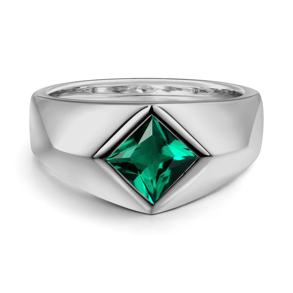 Men's Emerald Kite Set Ring - LUO Jewelry #metal_platinum