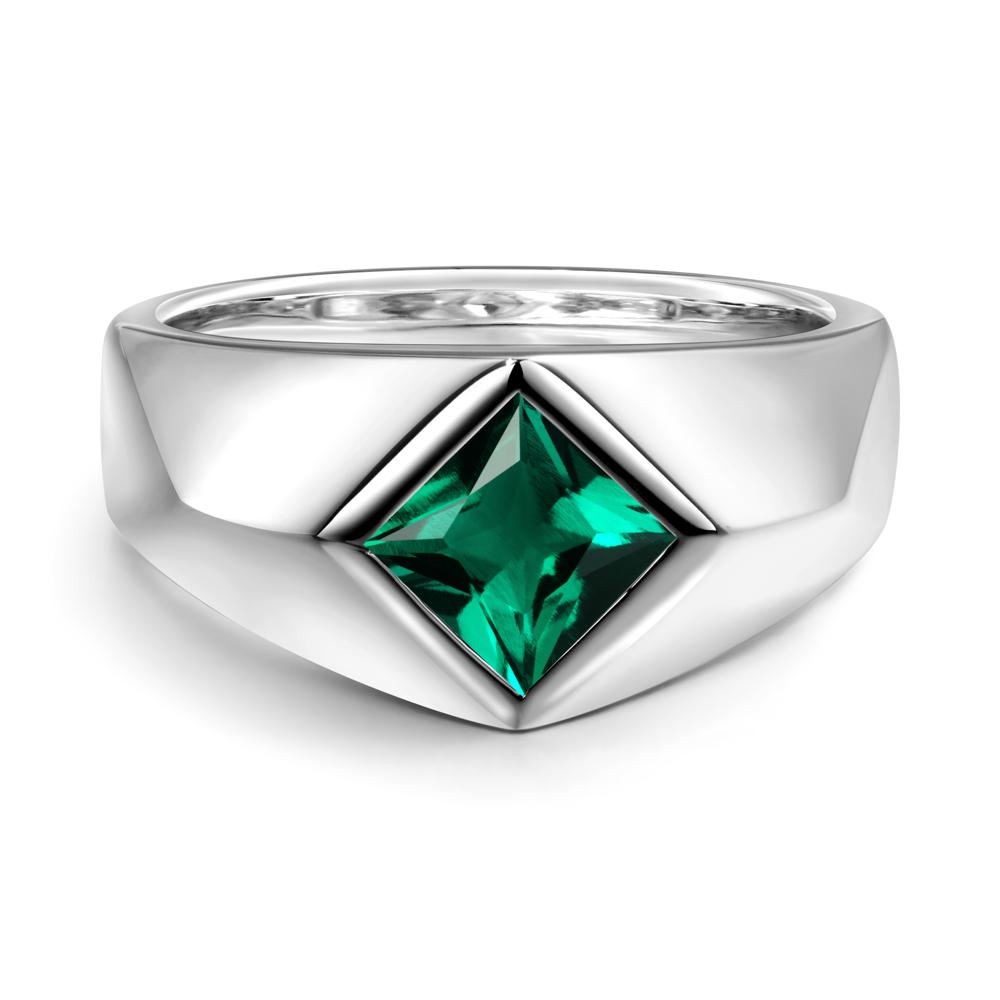 Men's Emerald Kite Set Ring - LUO Jewelry #metal_sterling silver