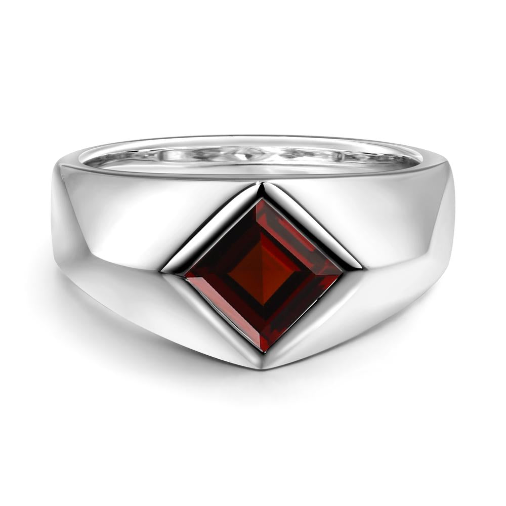 Men's Garnet Kite Set Ring - LUO Jewelry #metal_14k white gold