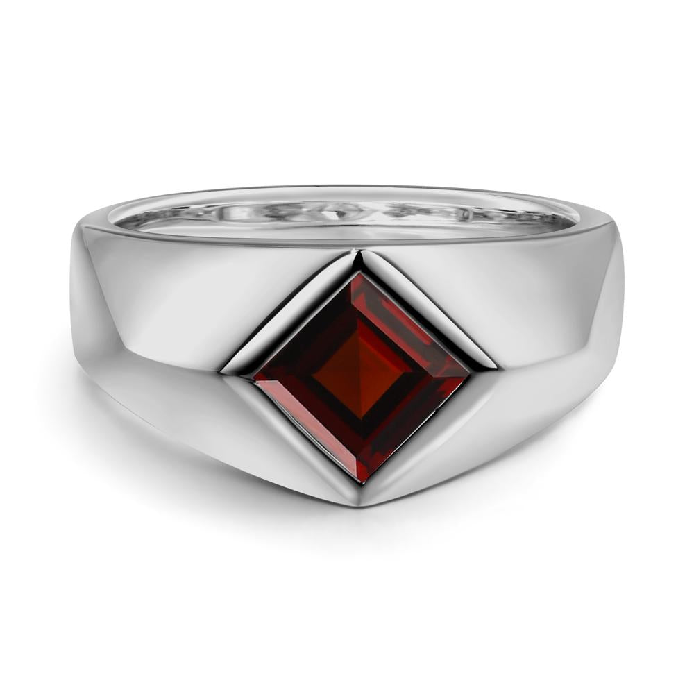 Men's Garnet Kite Set Ring - LUO Jewelry #metal_platinum