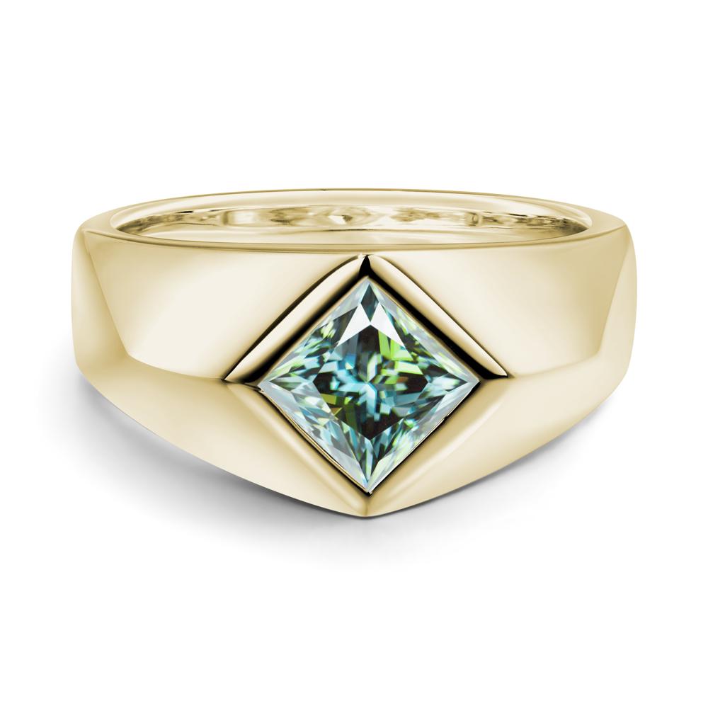 Men's Green Moissanite Kite Set Ring - LUO Jewelry #metal_14k yellow gold