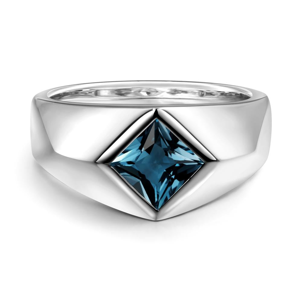 Men's London Blue Topaz Kite Set Ring - LUO Jewelry #metal_14k white gold