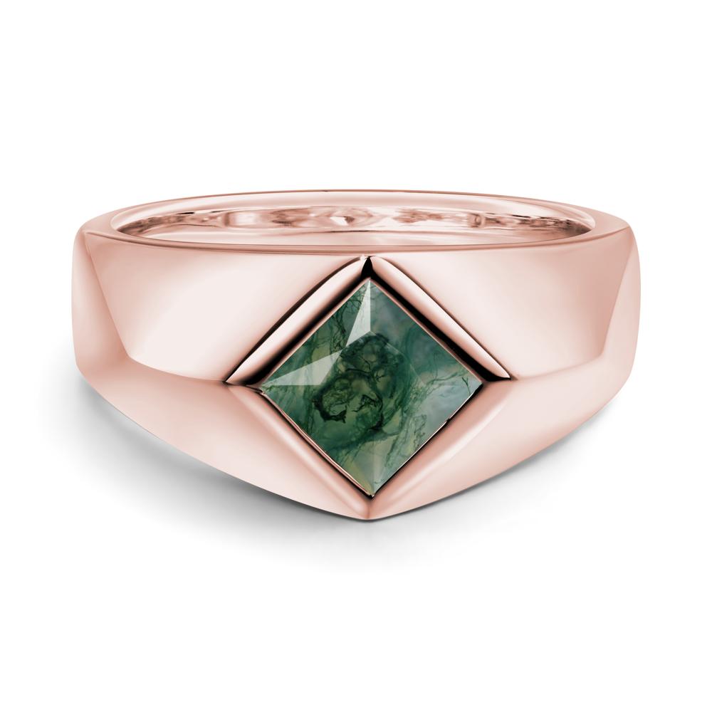 Men's Moss Agate Kite Set Ring - LUO Jewelry #metal_18k rose gold
