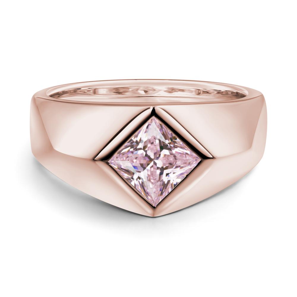 Men's Pink Cubic Zirconia Kite Set Ring - LUO Jewelry #metal_14k rose gold