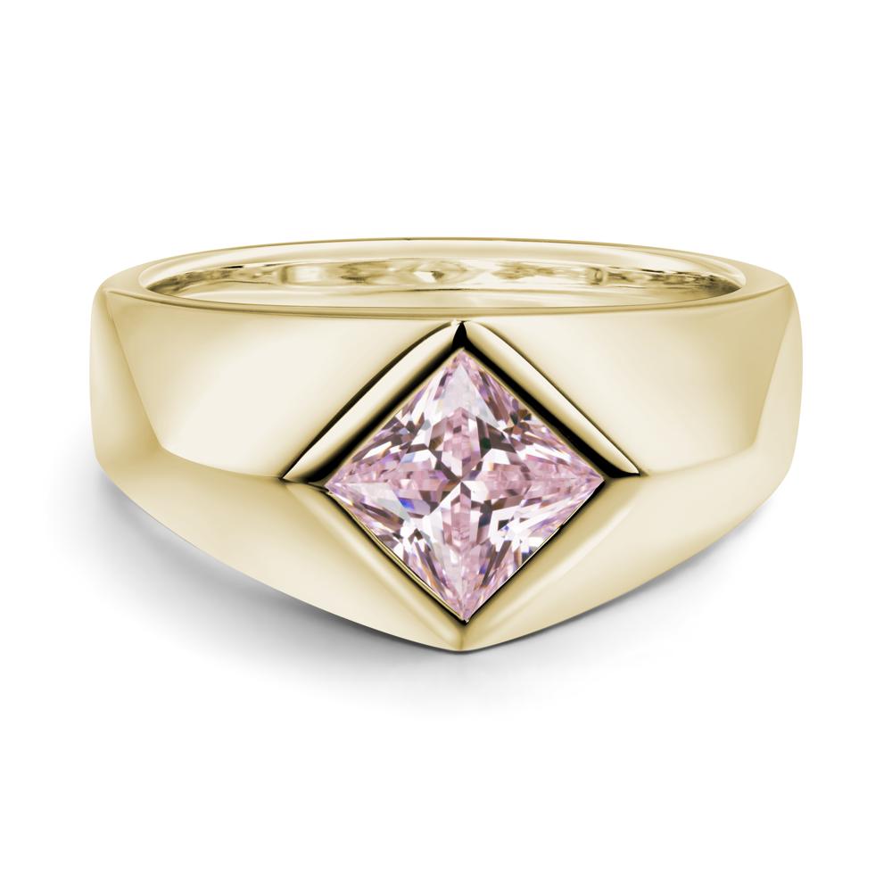Men's Pink Cubic Zirconia Kite Set Ring - LUO Jewelry #metal_14k yellow gold
