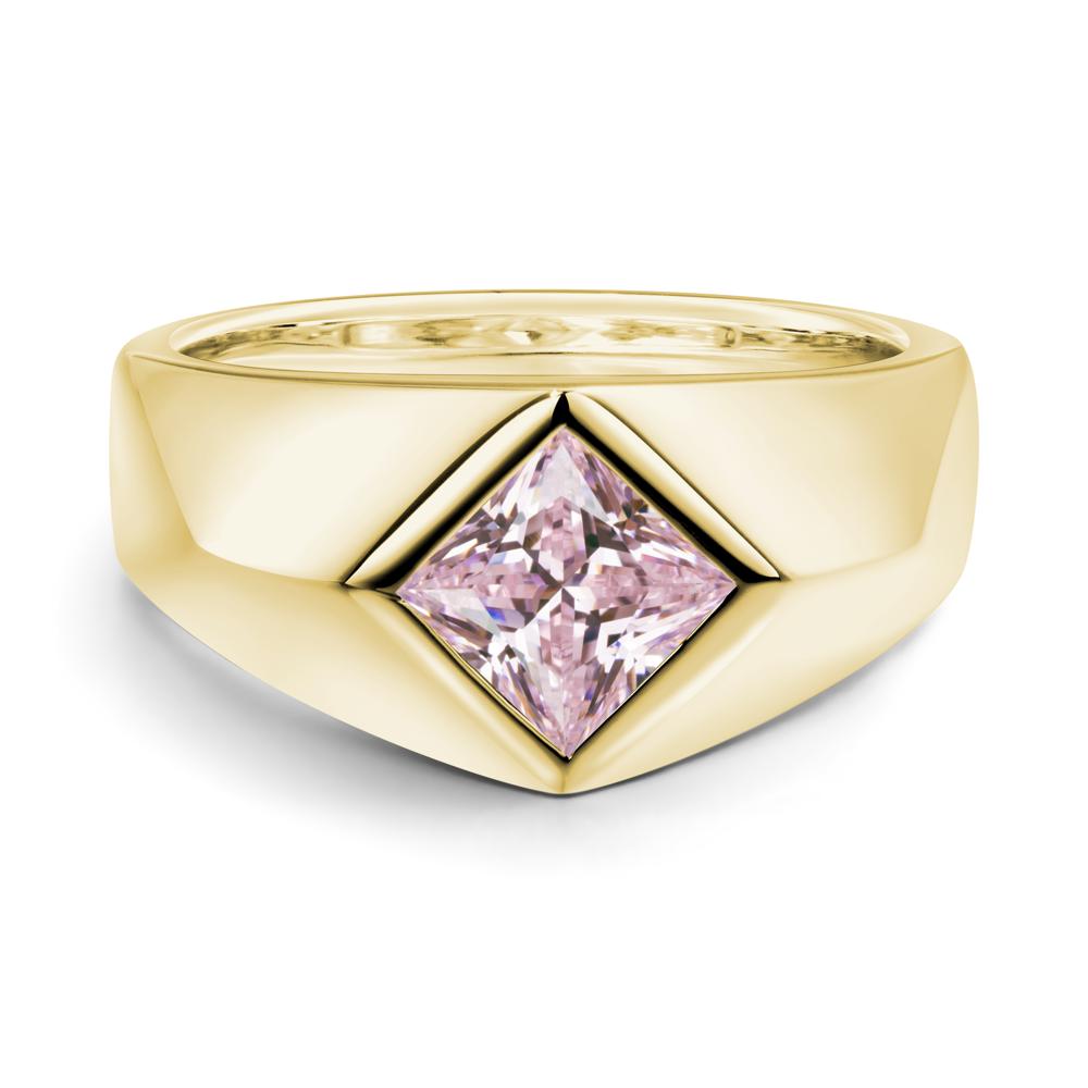 Men's Pink Cubic Zirconia Kite Set Ring - LUO Jewelry #metal_18k yellow gold