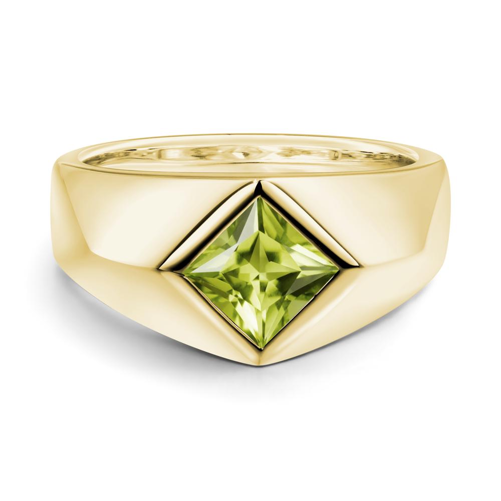 Men's Peridot Kite Set Ring - LUO Jewelry #metal_18k yellow gold