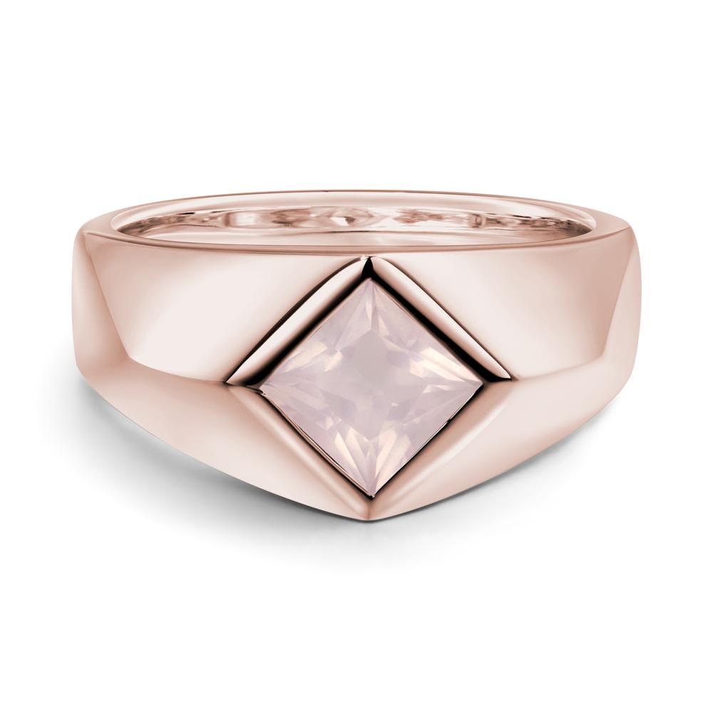 Men's Rose Quartz Kite Set Ring - LUO Jewelry #metal_14k rose gold