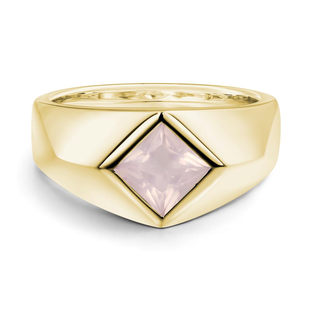 Men's Rose Quartz Kite Set Ring - LUO Jewelry #metal_18k yellow gold