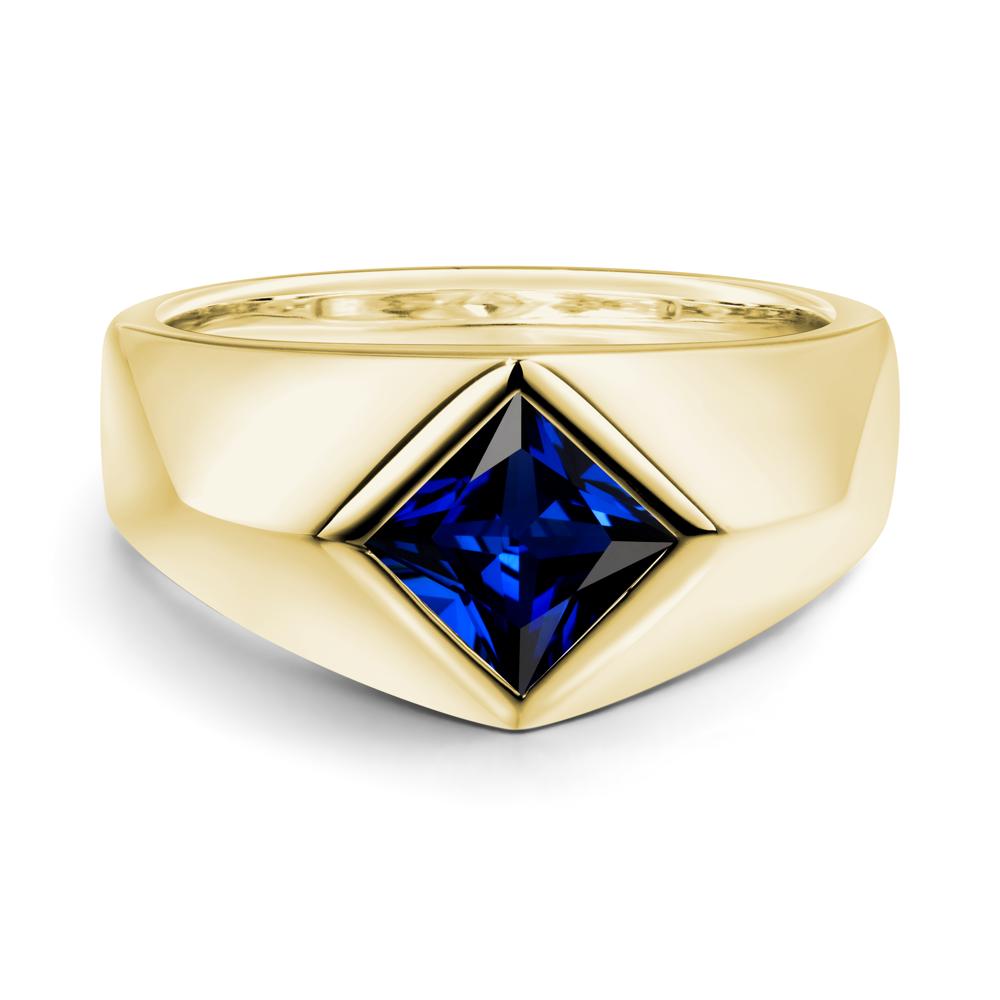 Men's Sapphire Kite Set Ring - LUO Jewelry #metal_18k yellow gold