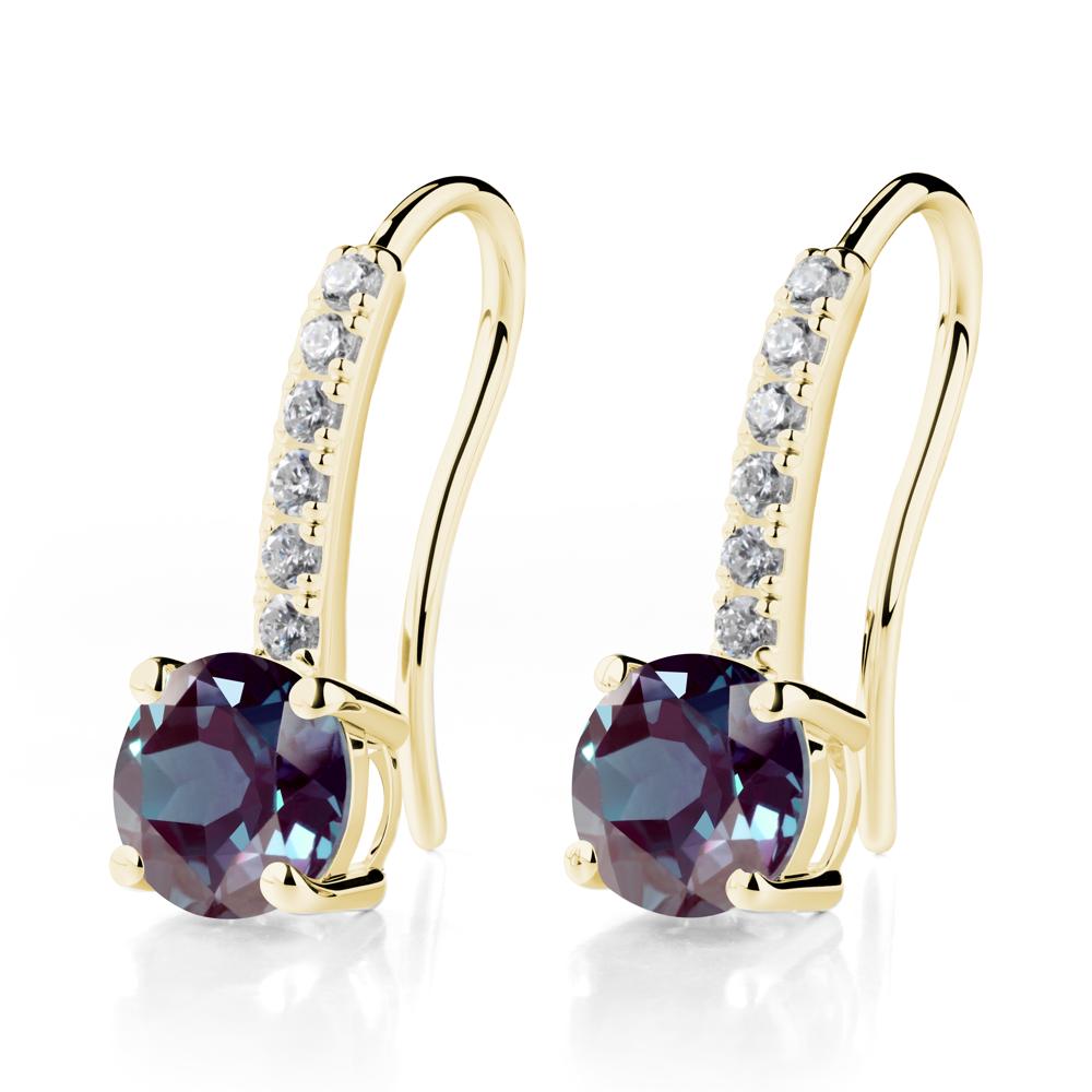 Simple Round Alexandrite Dangle Earrings - LUO Jewelry #metal_18k yellow gold