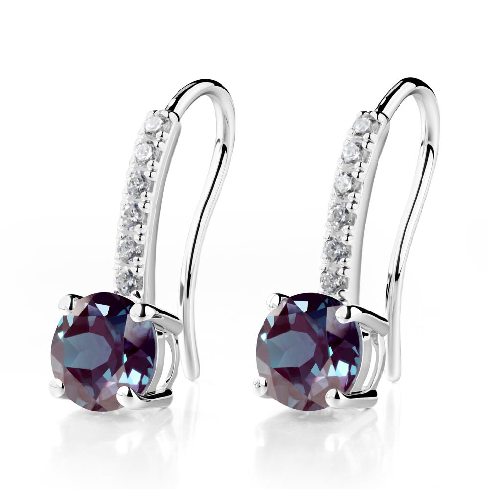 Simple Round Alexandrite Dangle Earrings - LUO Jewelry #metal_sterling silver