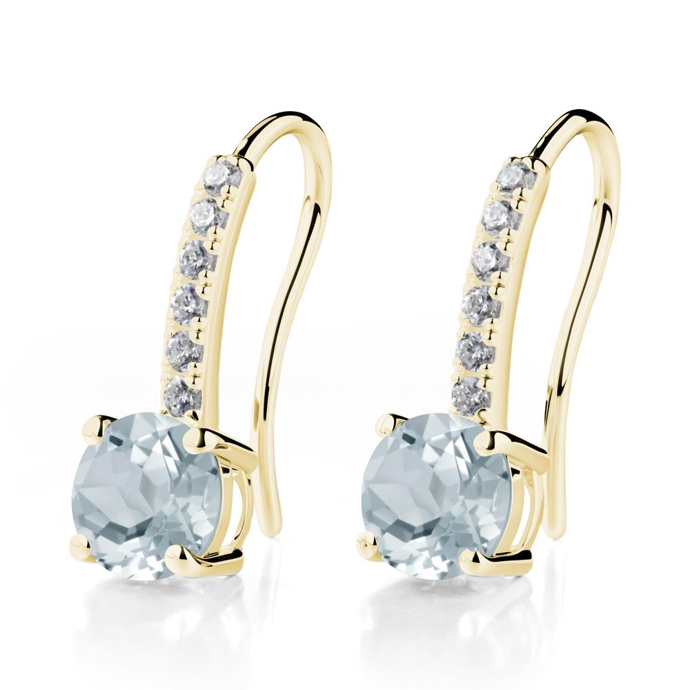 Simple Round Aquamarine Dangle Earrings - LUO Jewelry #metal_18k yellow gold