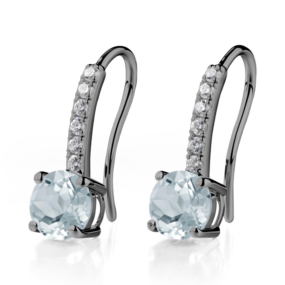 Simple Round Aquamarine Dangle Earrings - LUO Jewelry #metal_black finish sterling silver