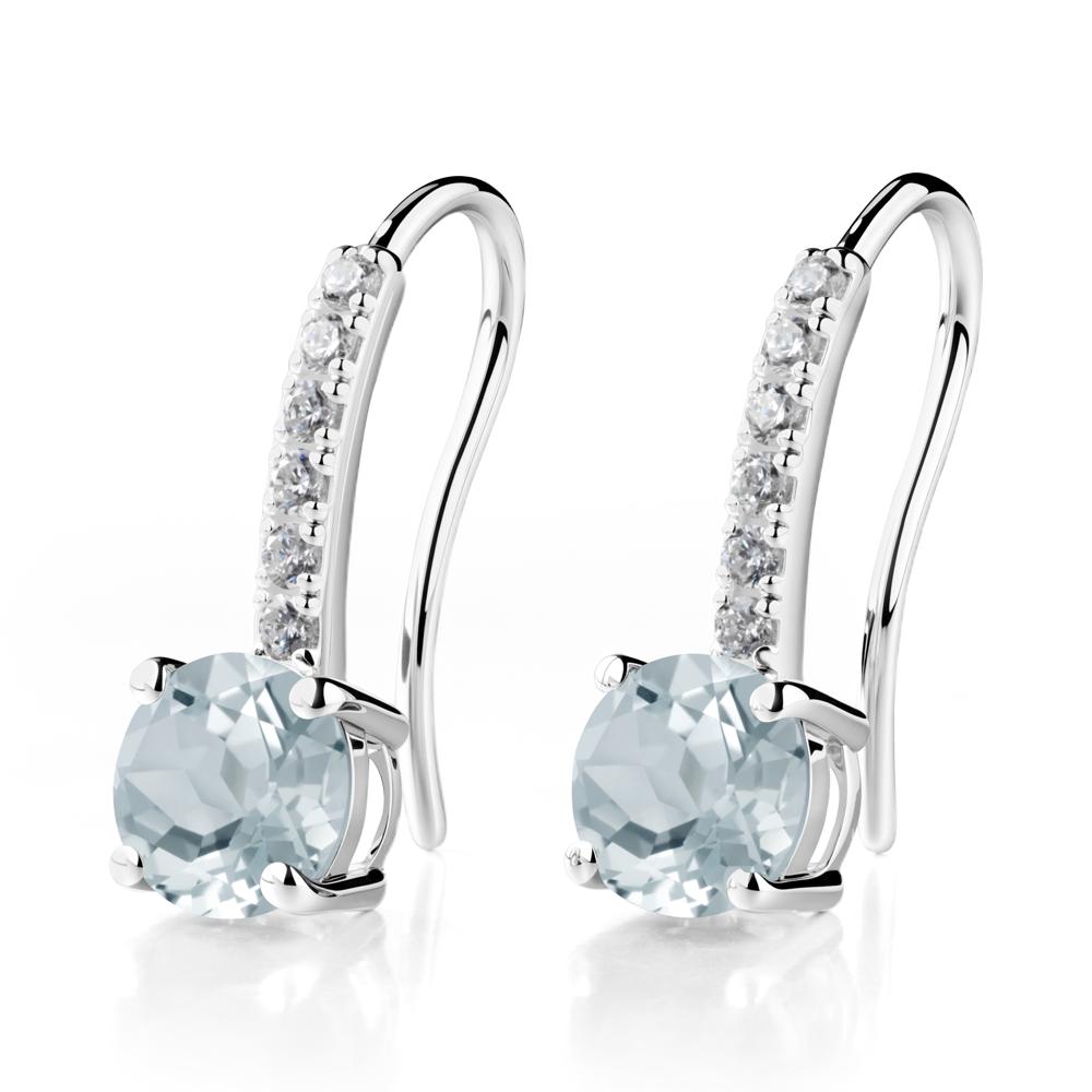 Simple Round Aquamarine Dangle Earrings - LUO Jewelry #metal_sterling silver