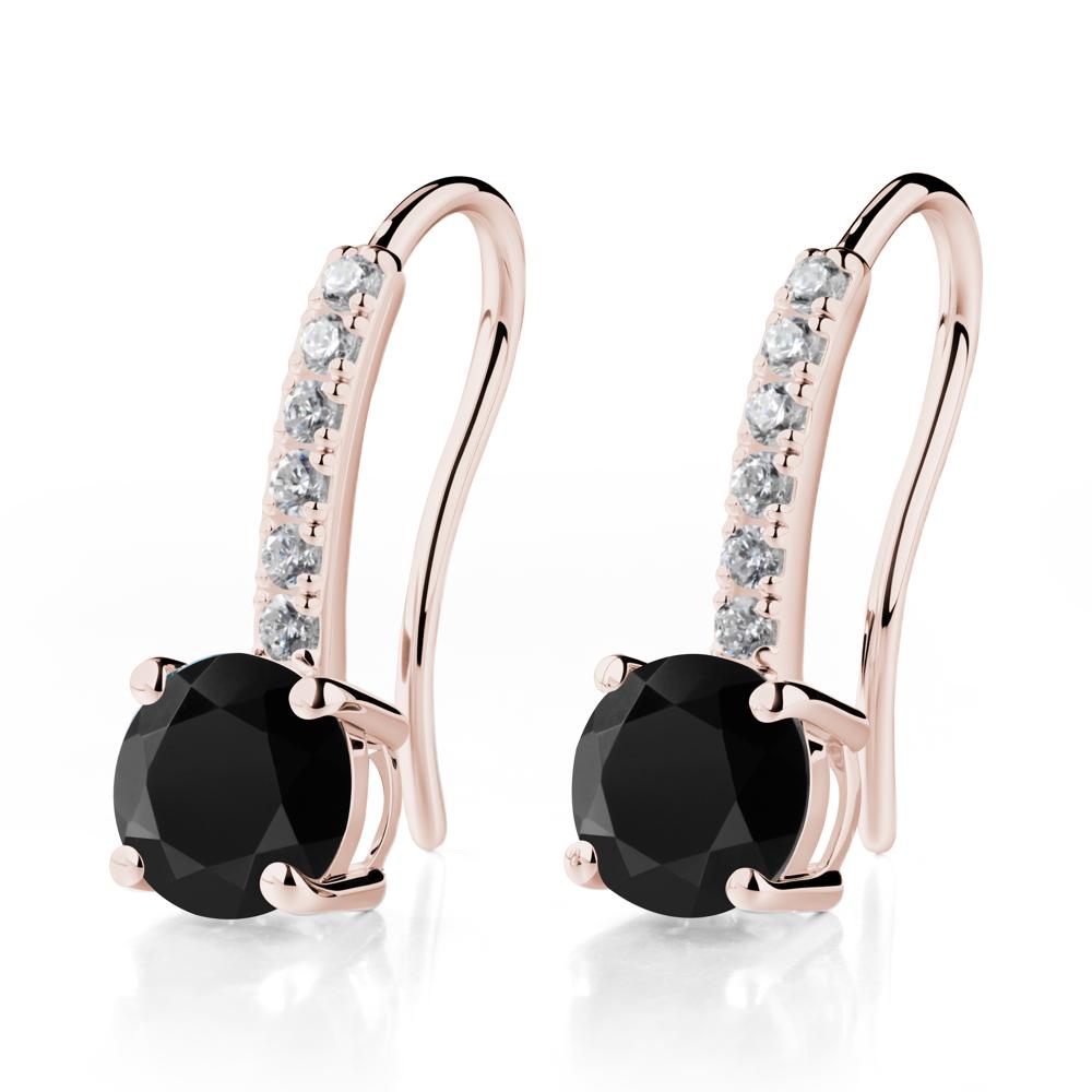 Simple Round Black Spinel Dangle Earrings - LUO Jewelry #metal_14k rose gold