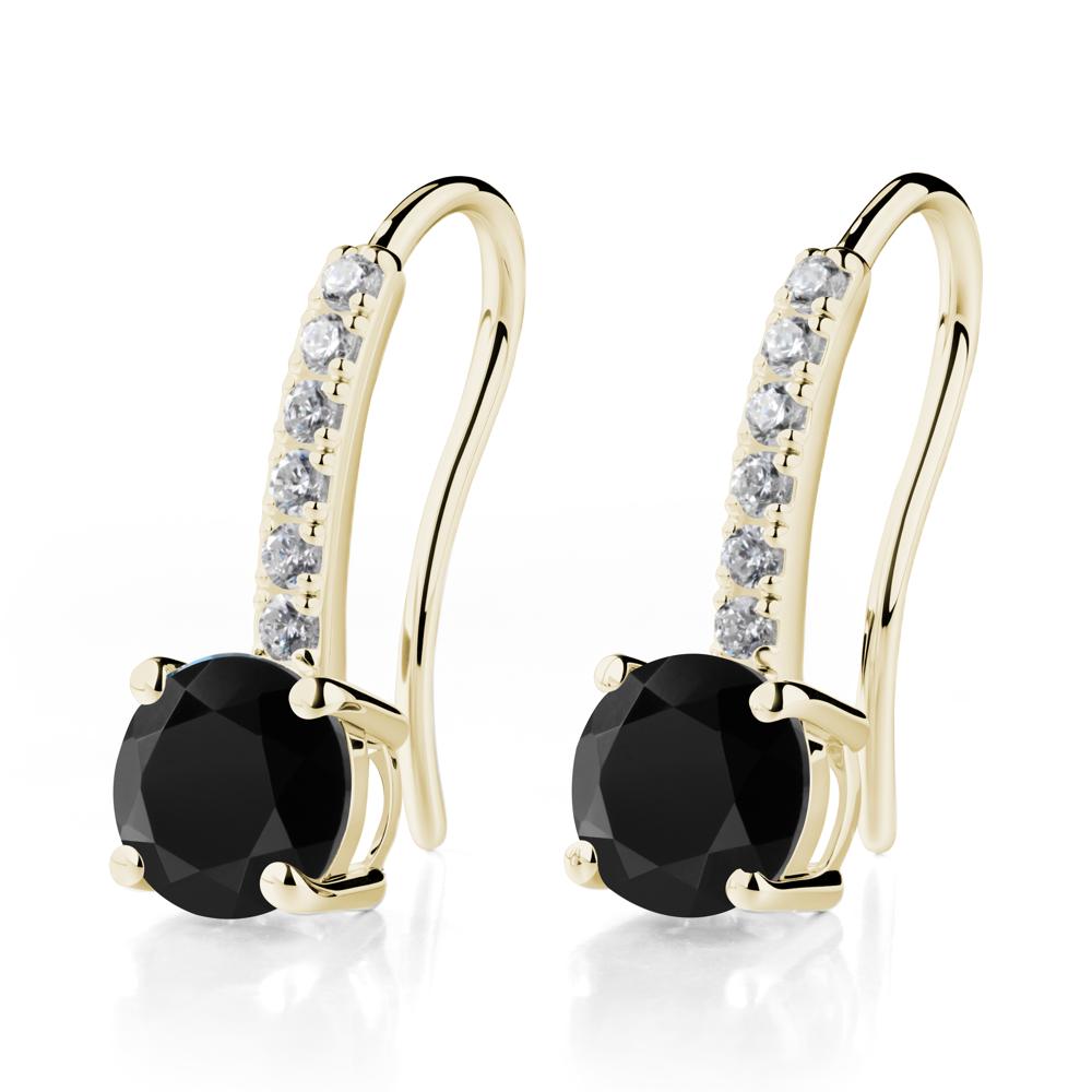 Simple Round Black Spinel Dangle Earrings - LUO Jewelry #metal_14k yellow gold