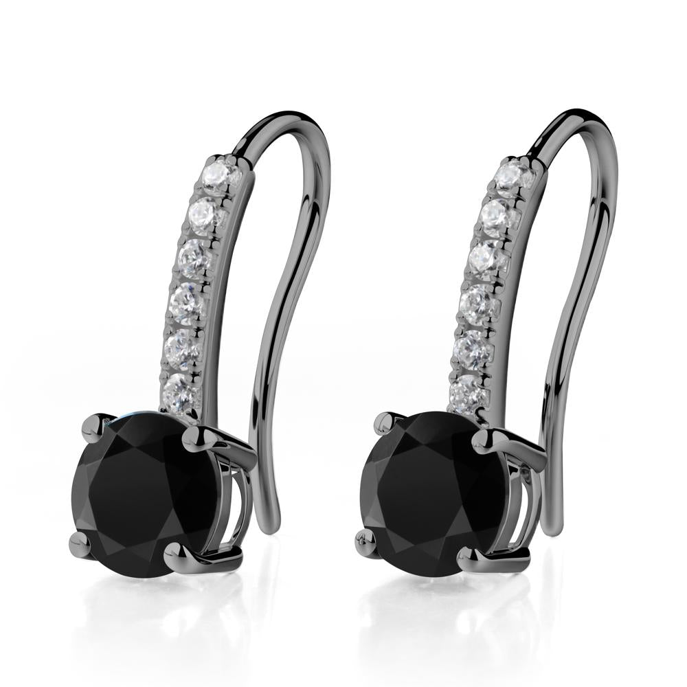 Simple Round Black Spinel Dangle Earrings - LUO Jewelry #metal_black finish sterling silver