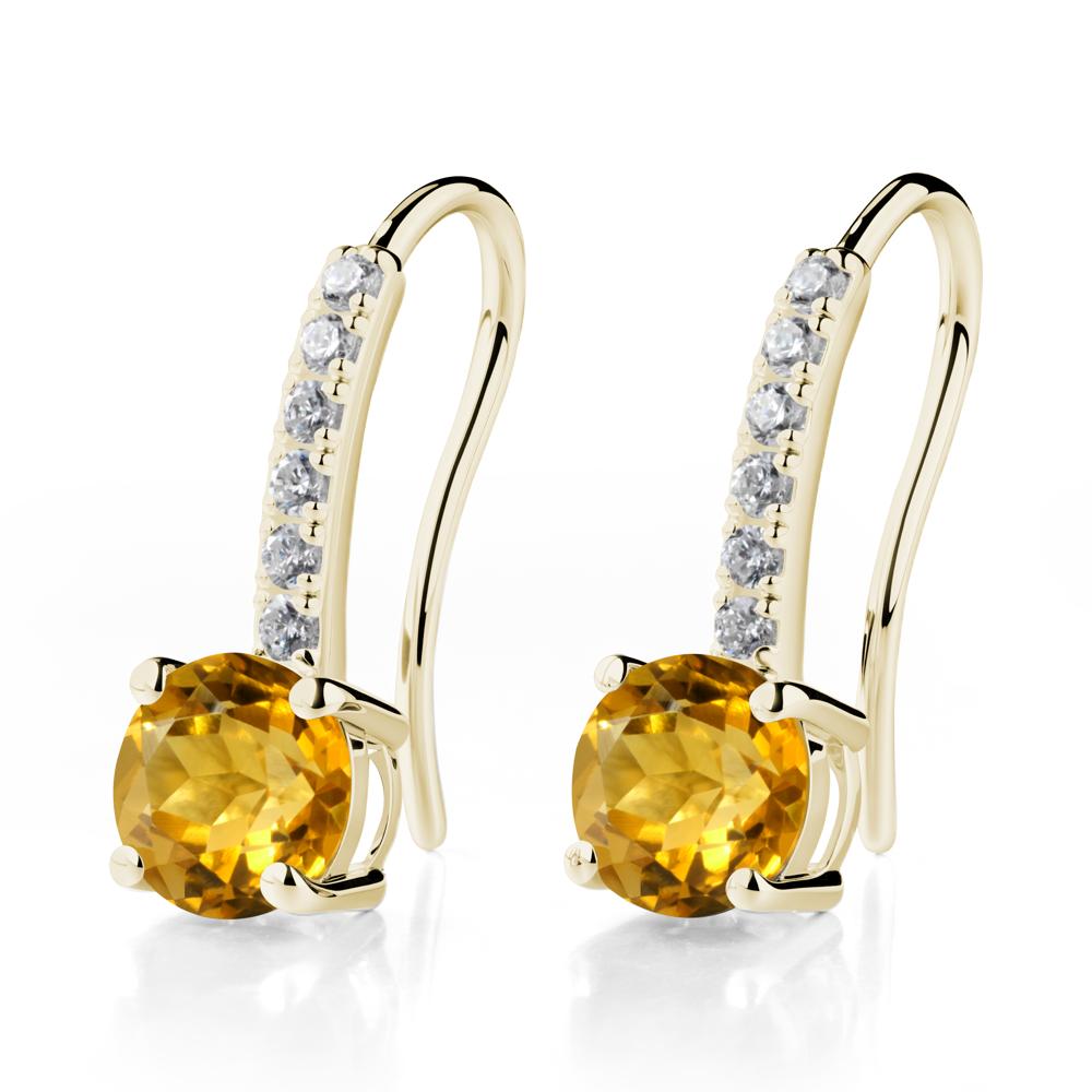 Simple Round Citrine Dangle Earrings - LUO Jewelry #metal_14k yellow gold