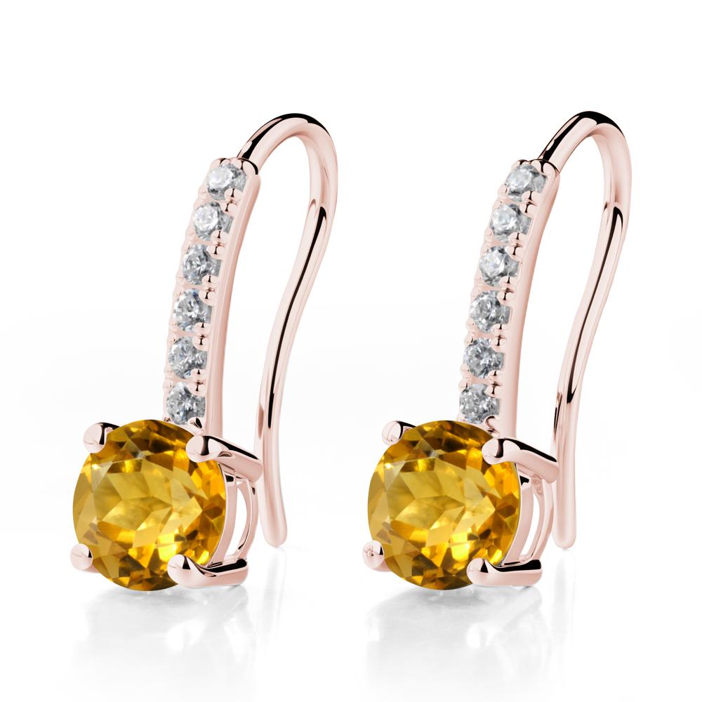 Simple Round Citrine Dangle Earrings - LUO Jewelry #metal_18k rose gold