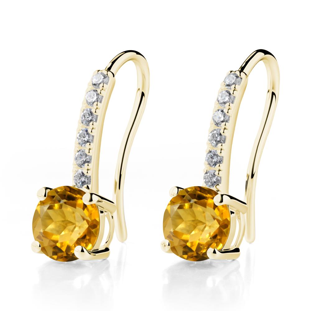 Simple Round Citrine Dangle Earrings - LUO Jewelry #metal_18k yellow gold