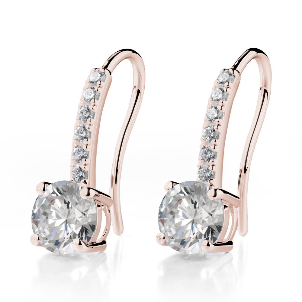 Simple Round Cubic Zirconia Dangle Earrings - LUO Jewelry #metal_14k rose gold