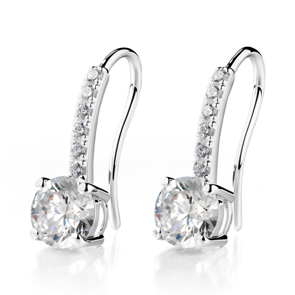 Simple Round Cubic Zirconia Dangle Earrings - LUO Jewelry #metal_14k white gold