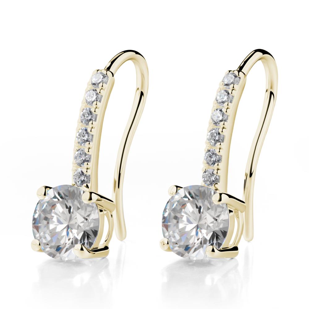 Simple Round Cubic Zirconia Dangle Earrings - LUO Jewelry #metal_14k yellow gold