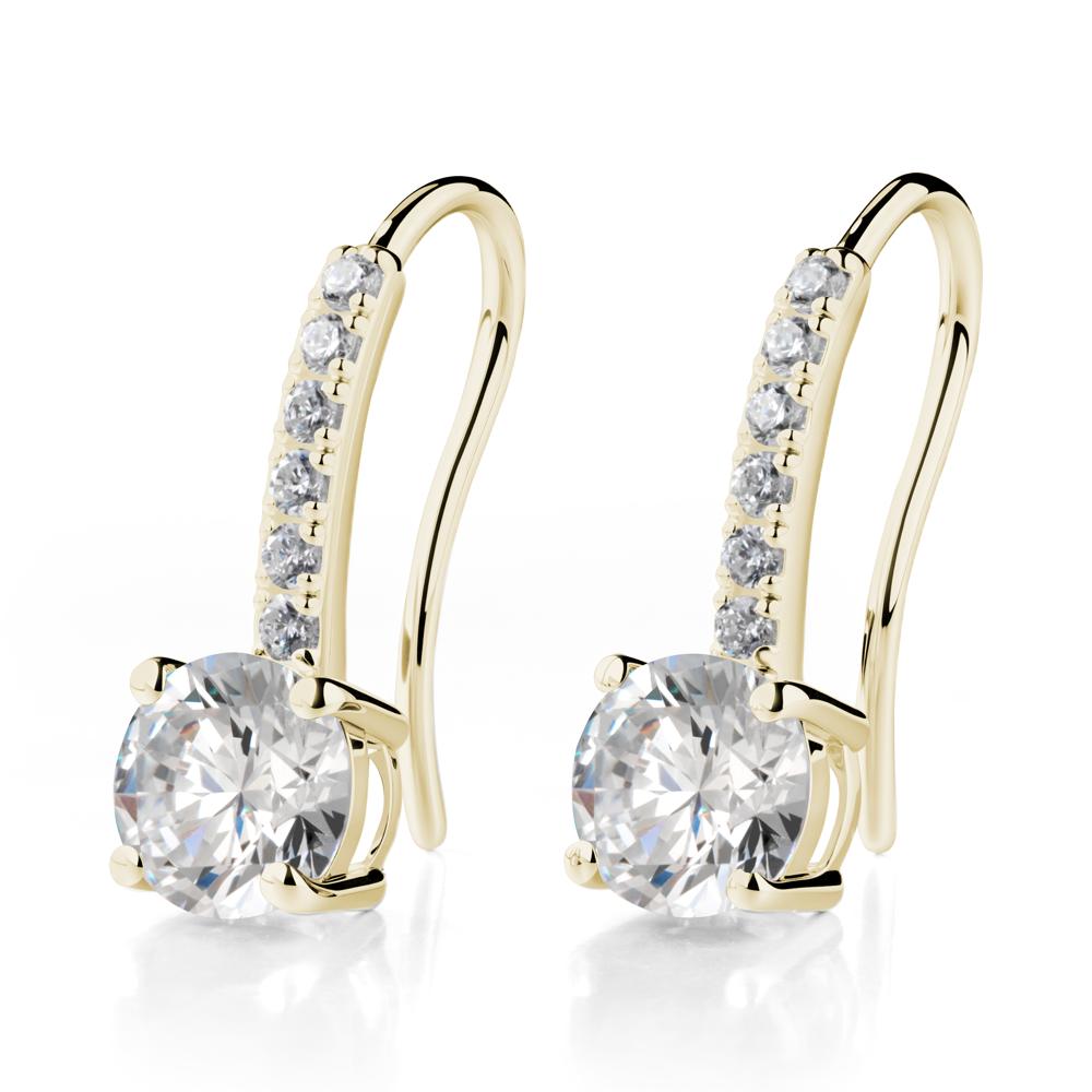 Simple Round Cubic Zirconia Dangle Earrings - LUO Jewelry #metal_14k yellow gold