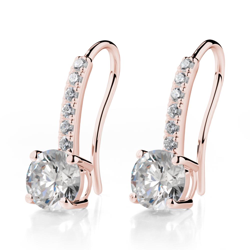 Simple Round Cubic Zirconia Dangle Earrings - LUO Jewelry #metal_18k rose gold