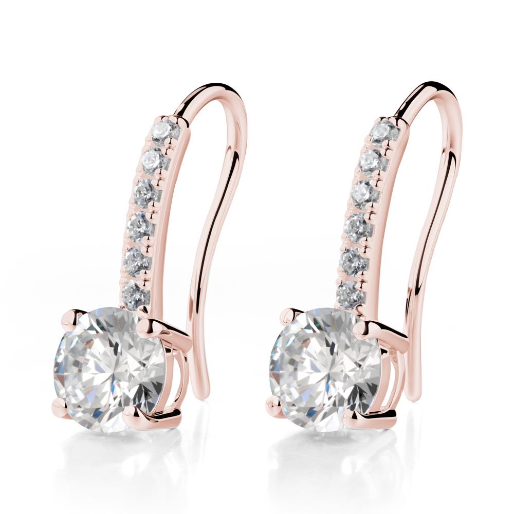 Simple Round Cubic Zirconia Dangle Earrings - LUO Jewelry #metal_18k rose gold