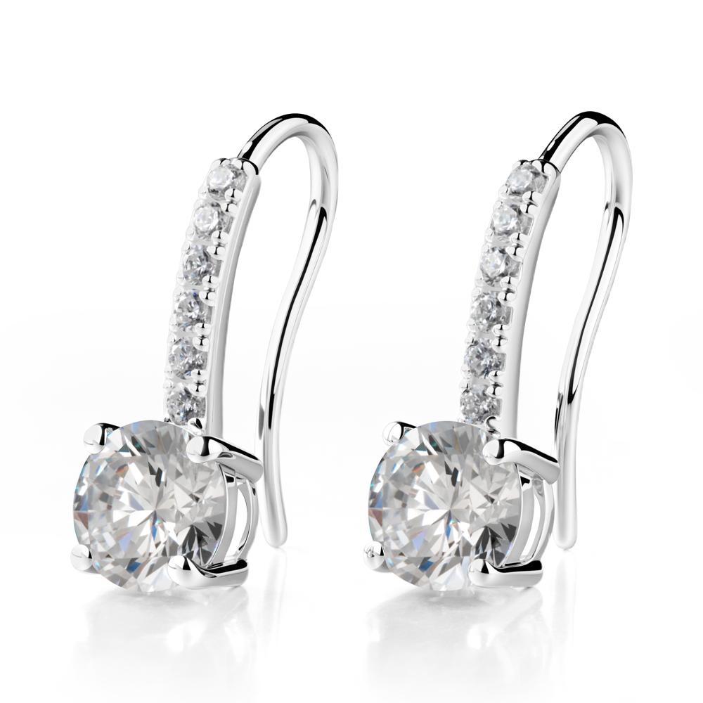 Simple Round Cubic Zirconia Dangle Earrings - LUO Jewelry #metal_18k white gold