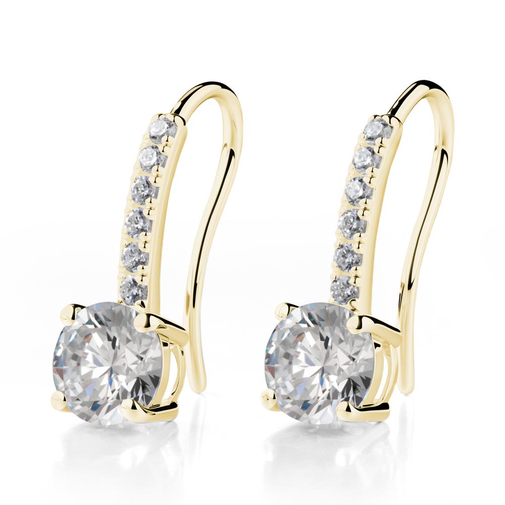 Simple Round Cubic Zirconia Dangle Earrings - LUO Jewelry #metal_18k yellow gold