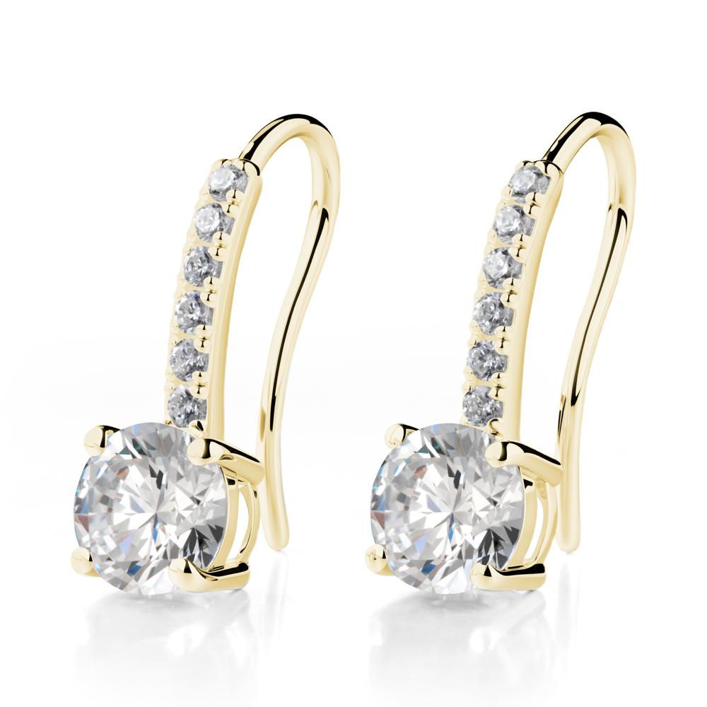 Simple Round Cubic Zirconia Dangle Earrings - LUO Jewelry #metal_18k yellow gold