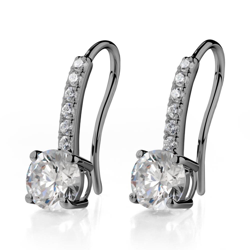 Simple Round Cubic Zirconia Dangle Earrings - LUO Jewelry #metal_black finish sterling silver
