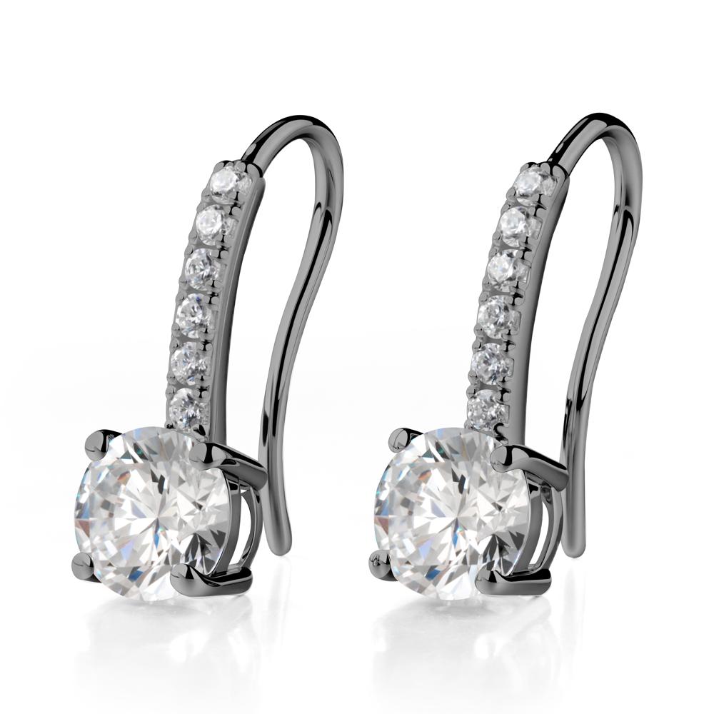 Simple Round Cubic Zirconia Dangle Earrings - LUO Jewelry #metal_black finish sterling silver