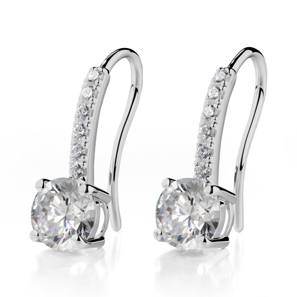 Simple Round Cubic Zirconia Dangle Earrings - LUO Jewelry #metal_platinum