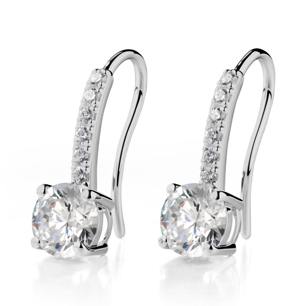 Simple Round Cubic Zirconia Dangle Earrings - LUO Jewelry #metal_platinum