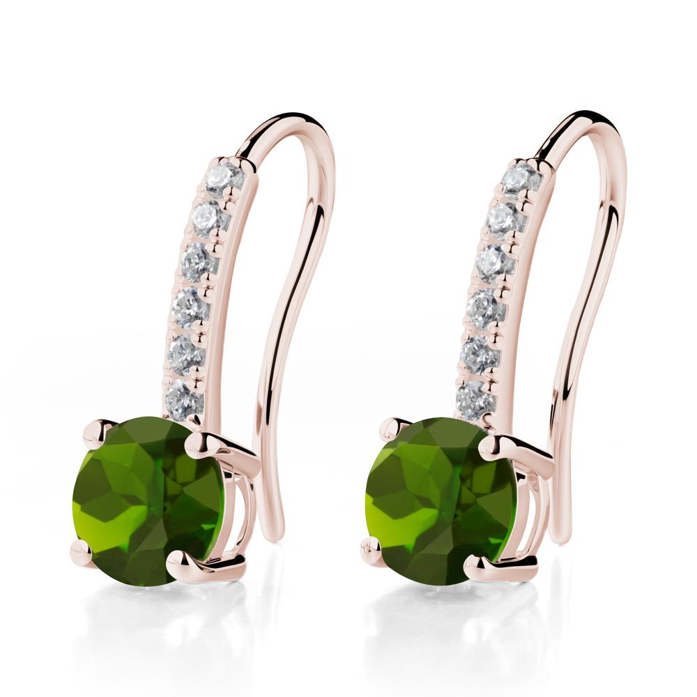 Simple Round Diopside Dangle Earrings - LUO Jewelry #metal_14k rose gold