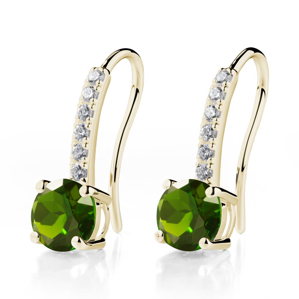Simple Round Diopside Dangle Earrings - LUO Jewelry #metal_14k yellow gold