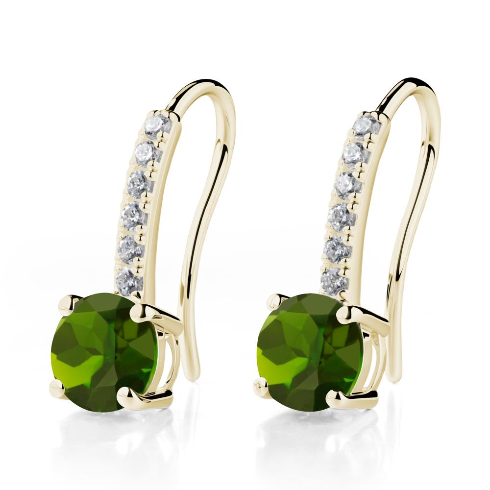 Simple Round Diopside Dangle Earrings - LUO Jewelry #metal_14k yellow gold
