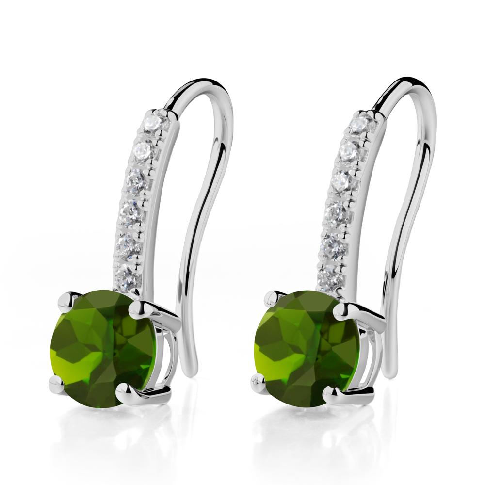 Simple Round Diopside Dangle Earrings - LUO Jewelry #metal_platinum
