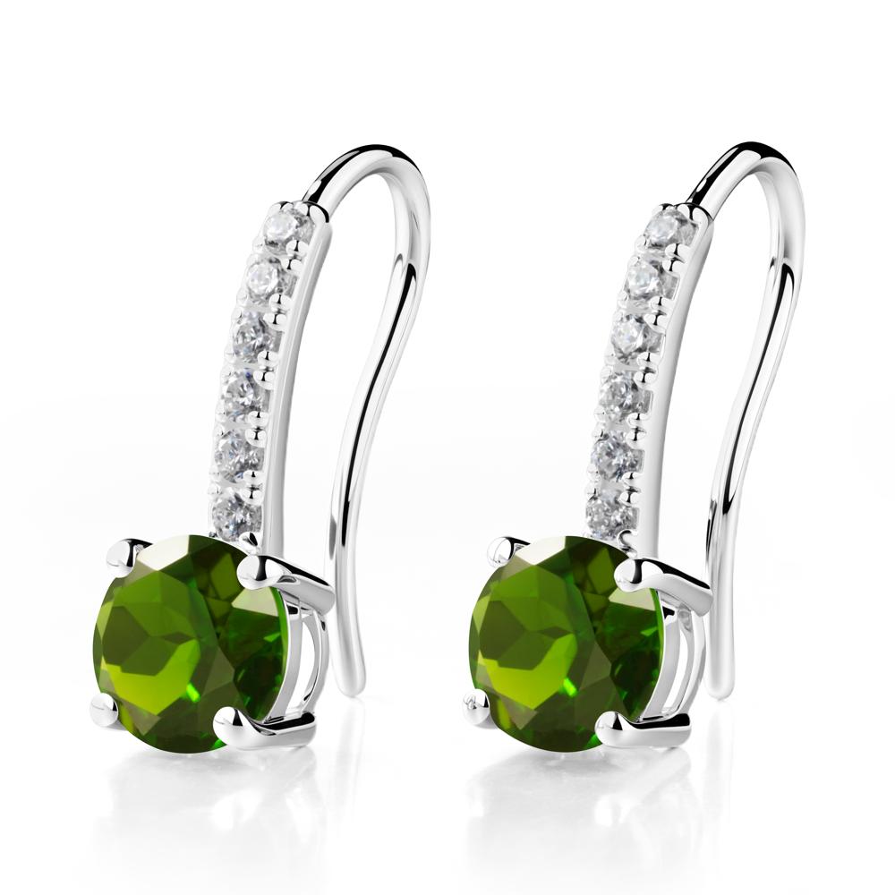Simple Round Diopside Dangle Earrings - LUO Jewelry #metal_sterling silver