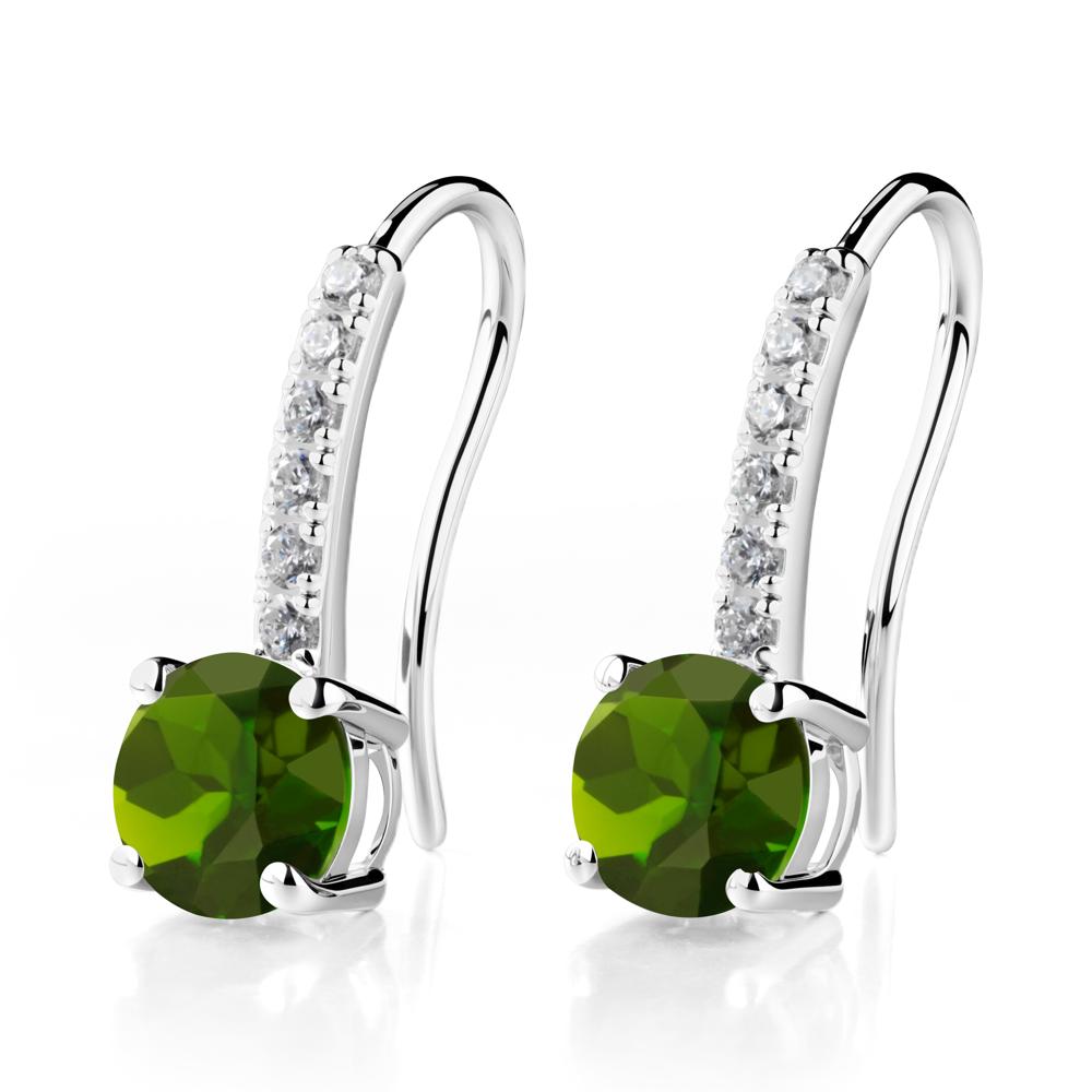 Simple Round Diopside Dangle Earrings - LUO Jewelry #metal_sterling silver