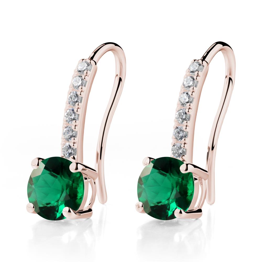 Simple Round Emerald Dangle Earrings - LUO Jewelry #metal_14k rose gold