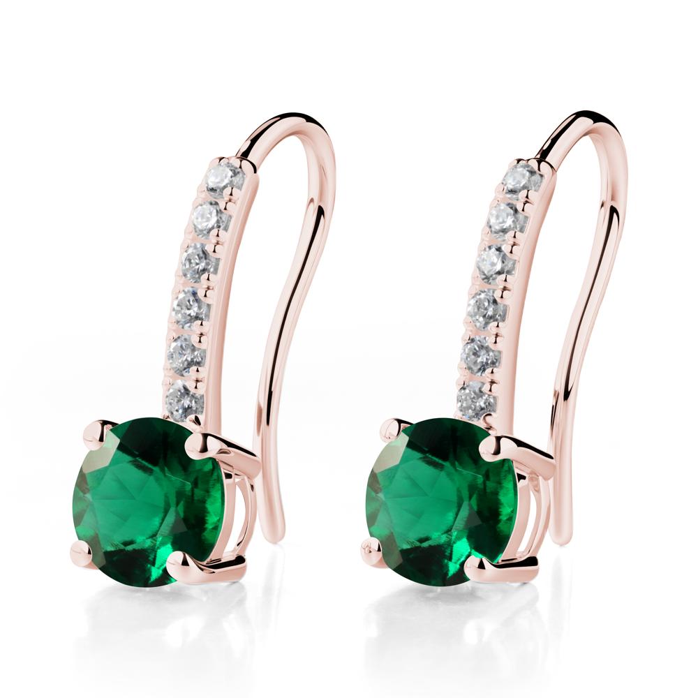 Simple Round Emerald Dangle Earrings - LUO Jewelry #metal_18k rose gold