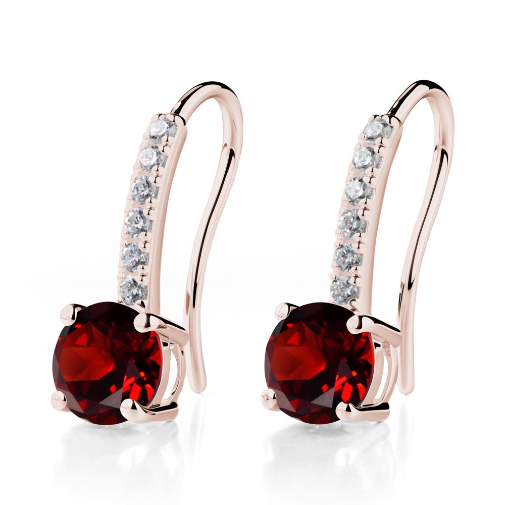 Simple Round Garnet Dangle Earrings - LUO Jewelry #metal_14k rose gold