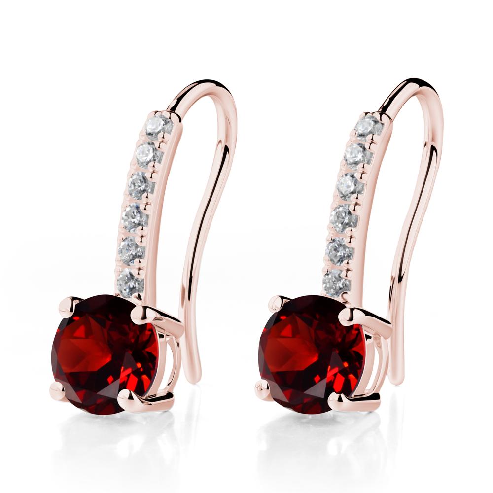 Simple Round Garnet Dangle Earrings - LUO Jewelry #metal_18k rose gold