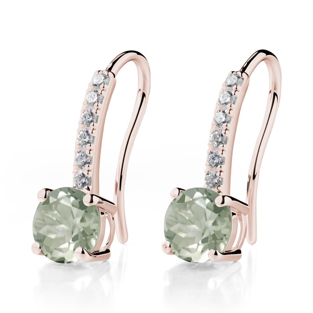 Simple Round Green Amethyst Dangle Earrings - LUO Jewelry #metal_14k rose gold