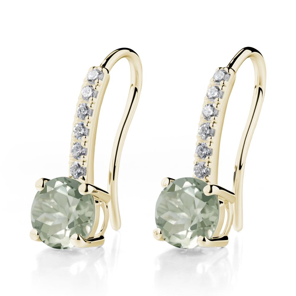 Simple Round Green Amethyst Dangle Earrings - LUO Jewelry #metal_14k yellow gold